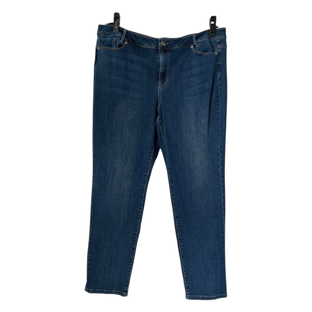 J Jill Denim Womens 18 Weekender Straight Leg High Waisted Stretch Blue Jeans